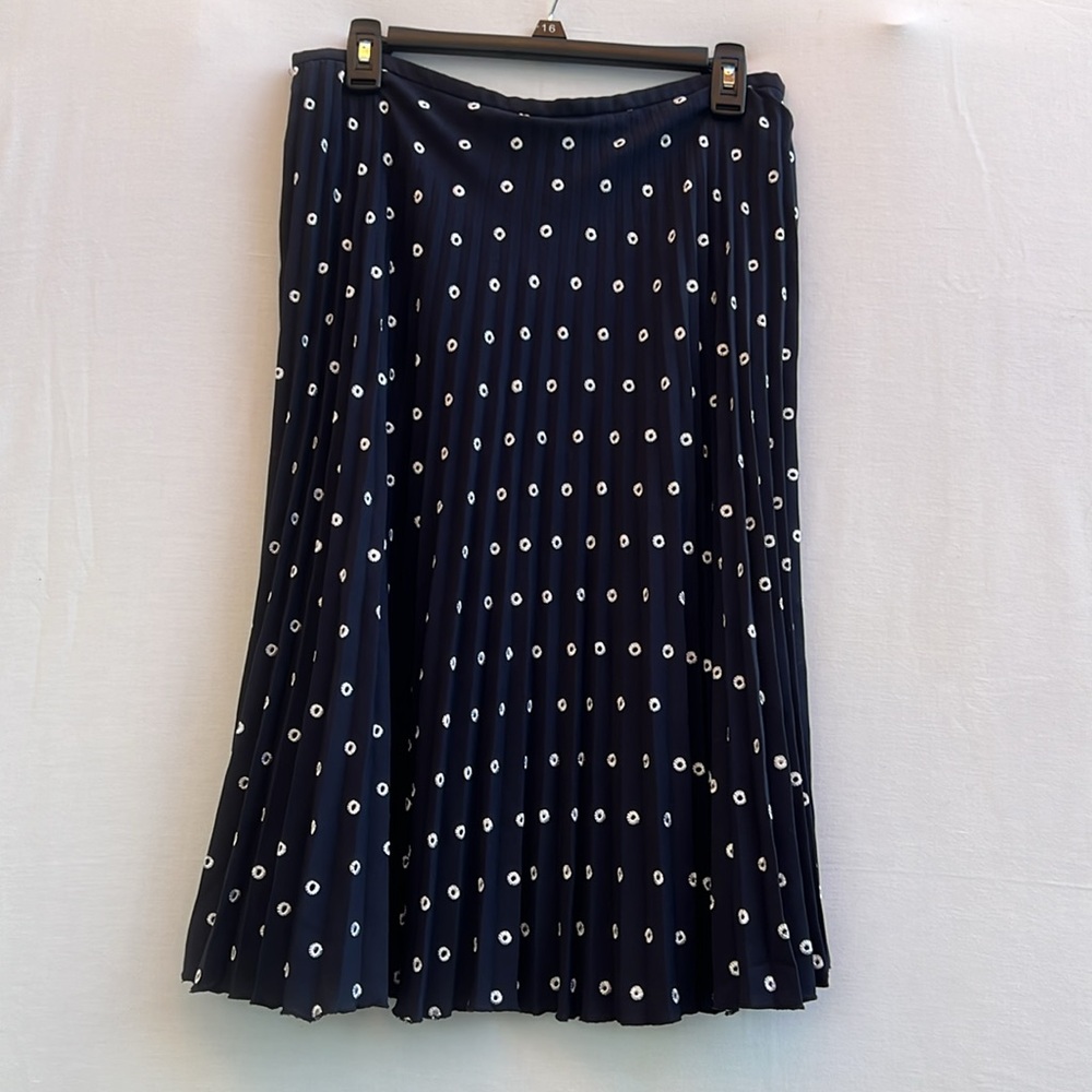 Navy Blue A-Line Skirt with White Polka Dots
